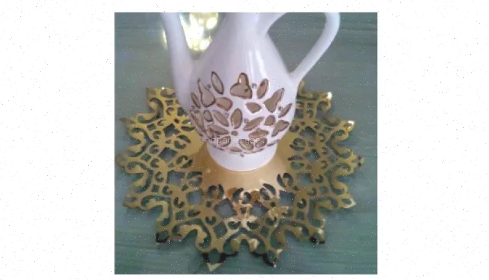 طرح زیرلیوانی دانتل چوبی برگی پارچه