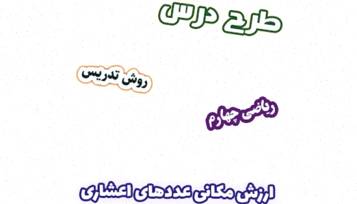 طرح درس ریاضی چهارم: اعشاری