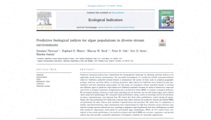 شاخص‌های بیولوژیکی پیش‌بینی جلبک‌ها در رودخانه‌ها